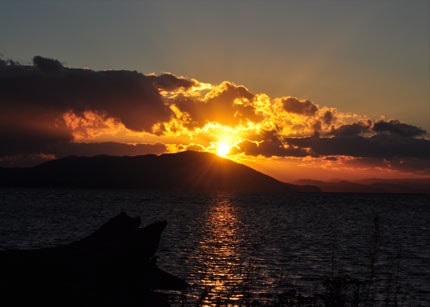 サロマ湖の夕日