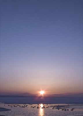 サロマ湖の夕日