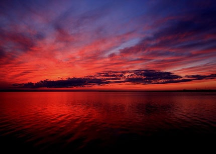 サロマ湖の夕日