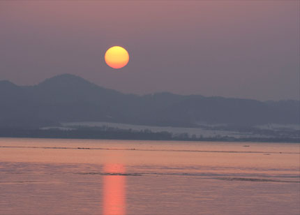 サロマ湖の夕日