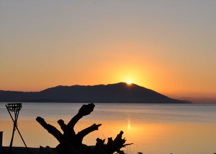 サロマ湖の夕日