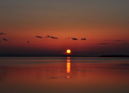 サロマ湖の夕日