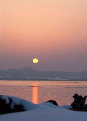 サロマ湖の夕日