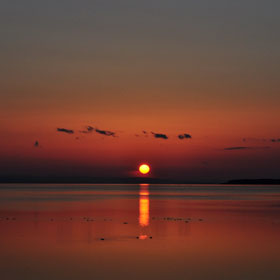 サロマ湖の夕日