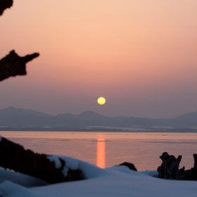 サロマ湖の夕日