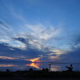 サロマ湖の夕日