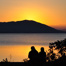 サロマ湖の夕日