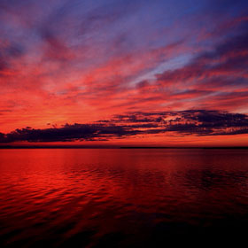 サロマ湖の夕日