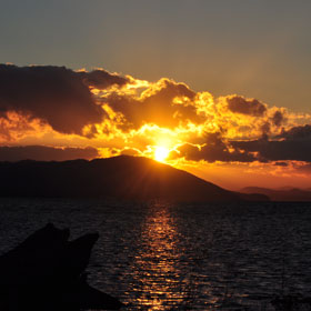 サロマ湖の夕日