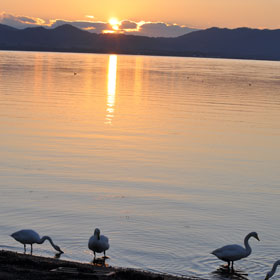 サロマ湖の夕日